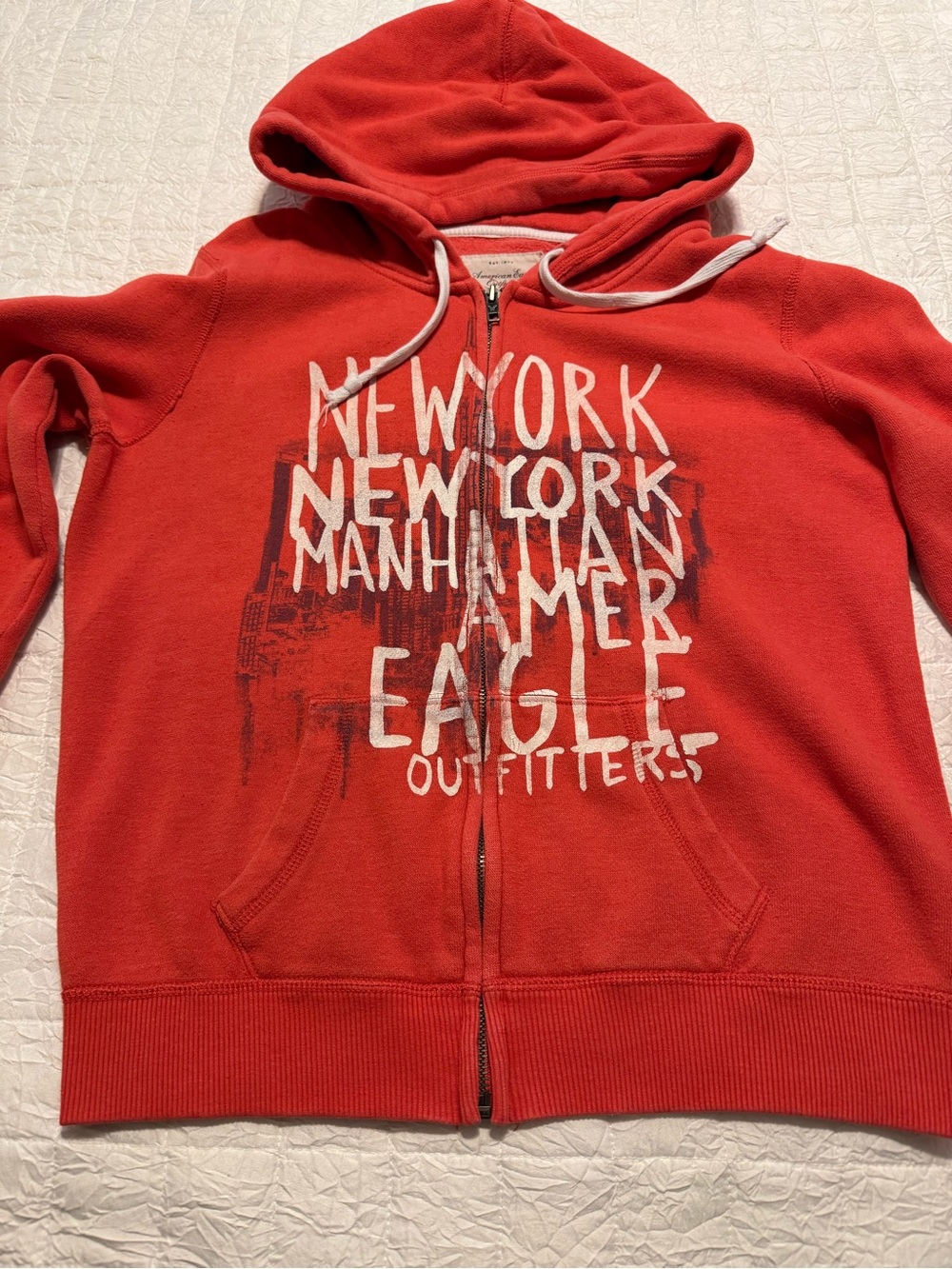 Vintage American Eagle Outfitters coral orange Zip-Up Hoodie